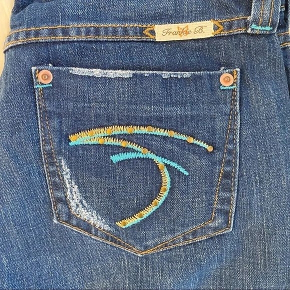 Frankie B. Like New Dark Denim Studs Jeans Y2K Vintage Pristine Size 2 XS - Picture 4 of 10